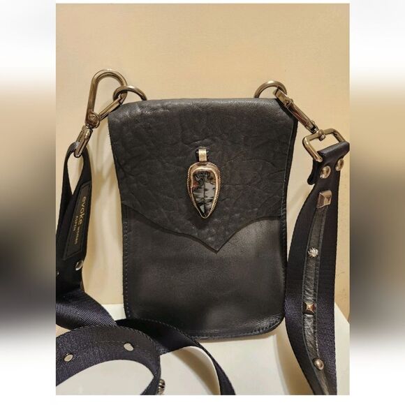 NWT Evoke Aspen "Paulina" Black Stingray  Leather w/Agate Crossbody Bag Ret.$240 - Picture 8 of 8